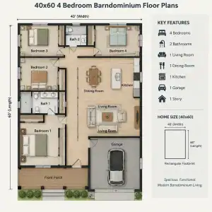 40×60 Barndominium Floor Plans
