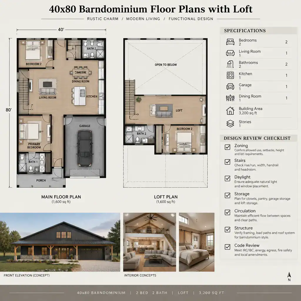 40x80 barndominium floor plan evaluation checklist