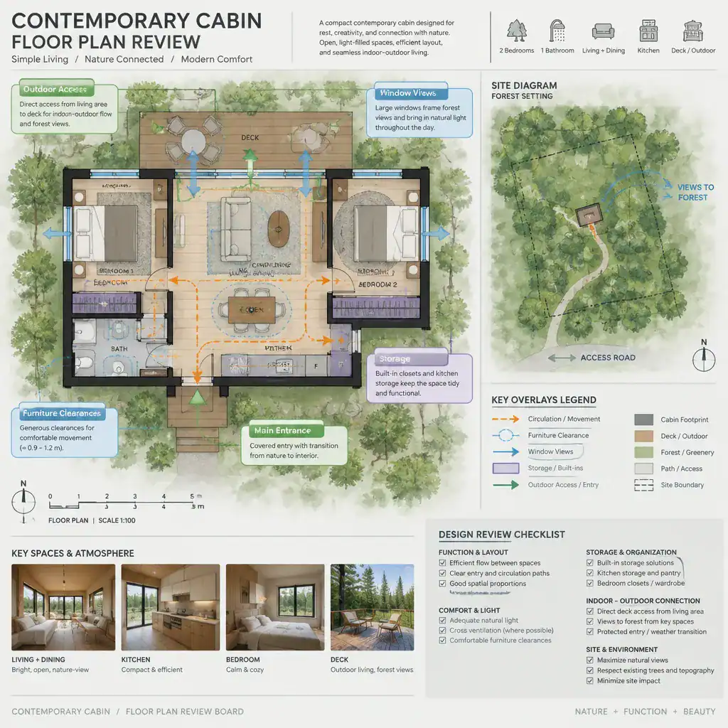 Annotated Checklist For Reviewing A Contemporary Cabin Floor Plan
