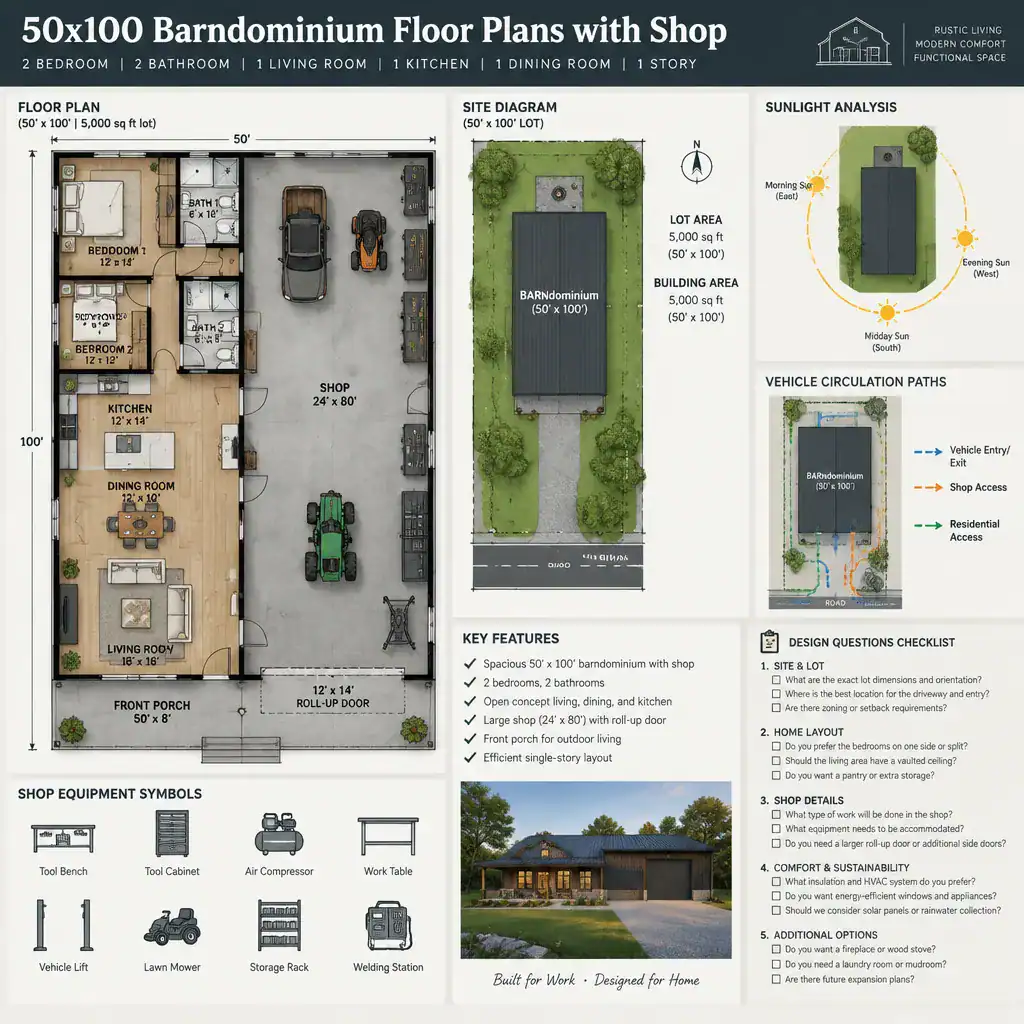 Barndominium Floor Plan Planning Board With Site And Shop Considerations