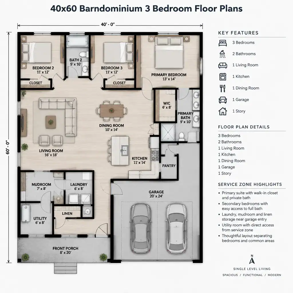 Bathroom And Storage Planning In A Three Bedroom Barndominium