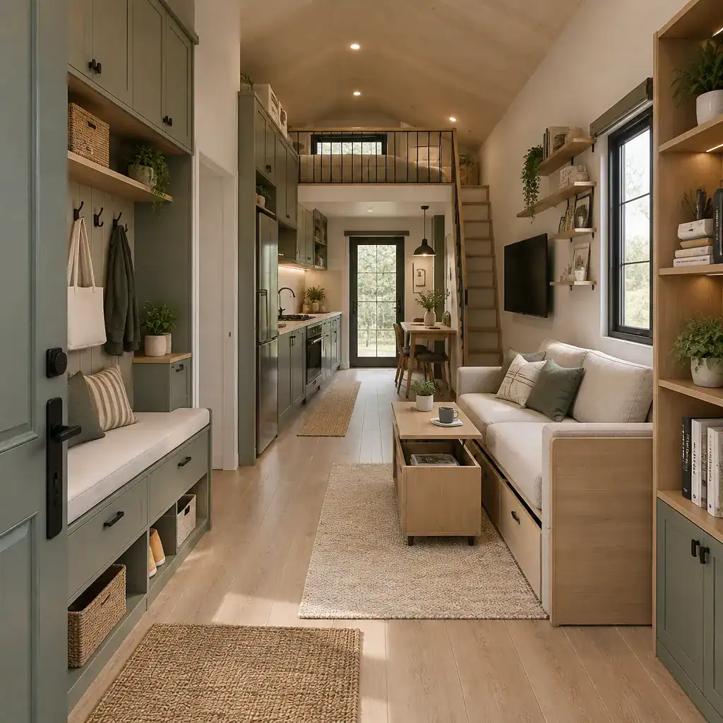 Built In Storage Solutions In A Small Contemporary Cottage
