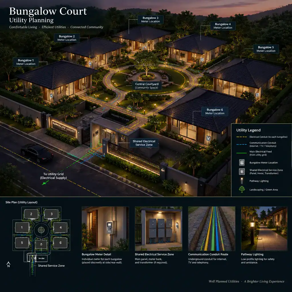 Bungalow court electrical and communication planning
