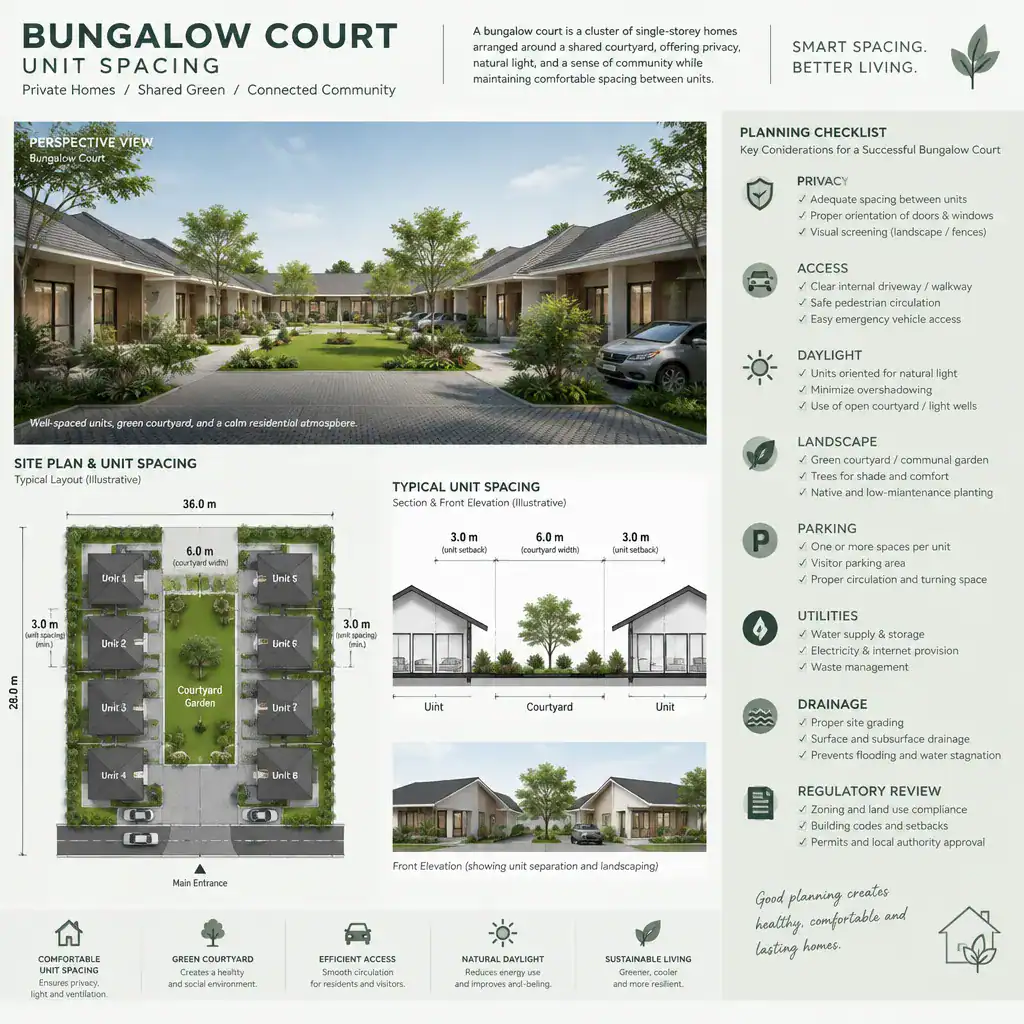 Bungalow court planning checklist and concept layout