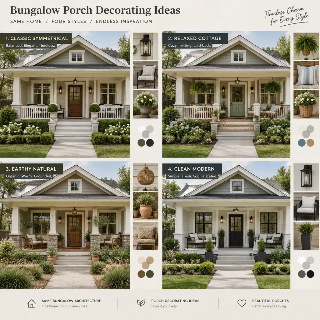 Bungalow porch decorating styles for different moods