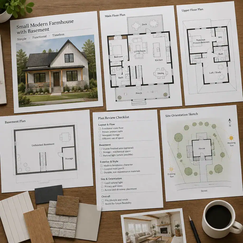 Checklist for evaluating small modern farmhouse basement plans