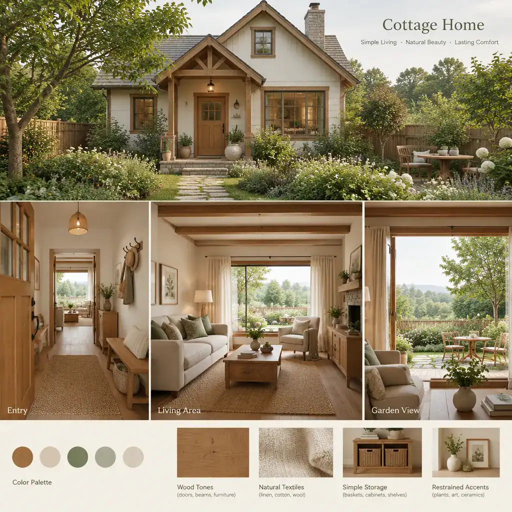 Cohesive Cottage Interior And Garden Design Details