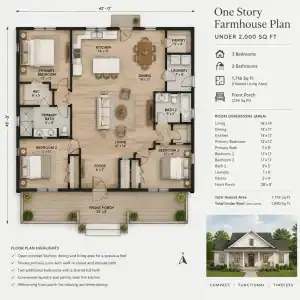One Story Farmhouse Plans