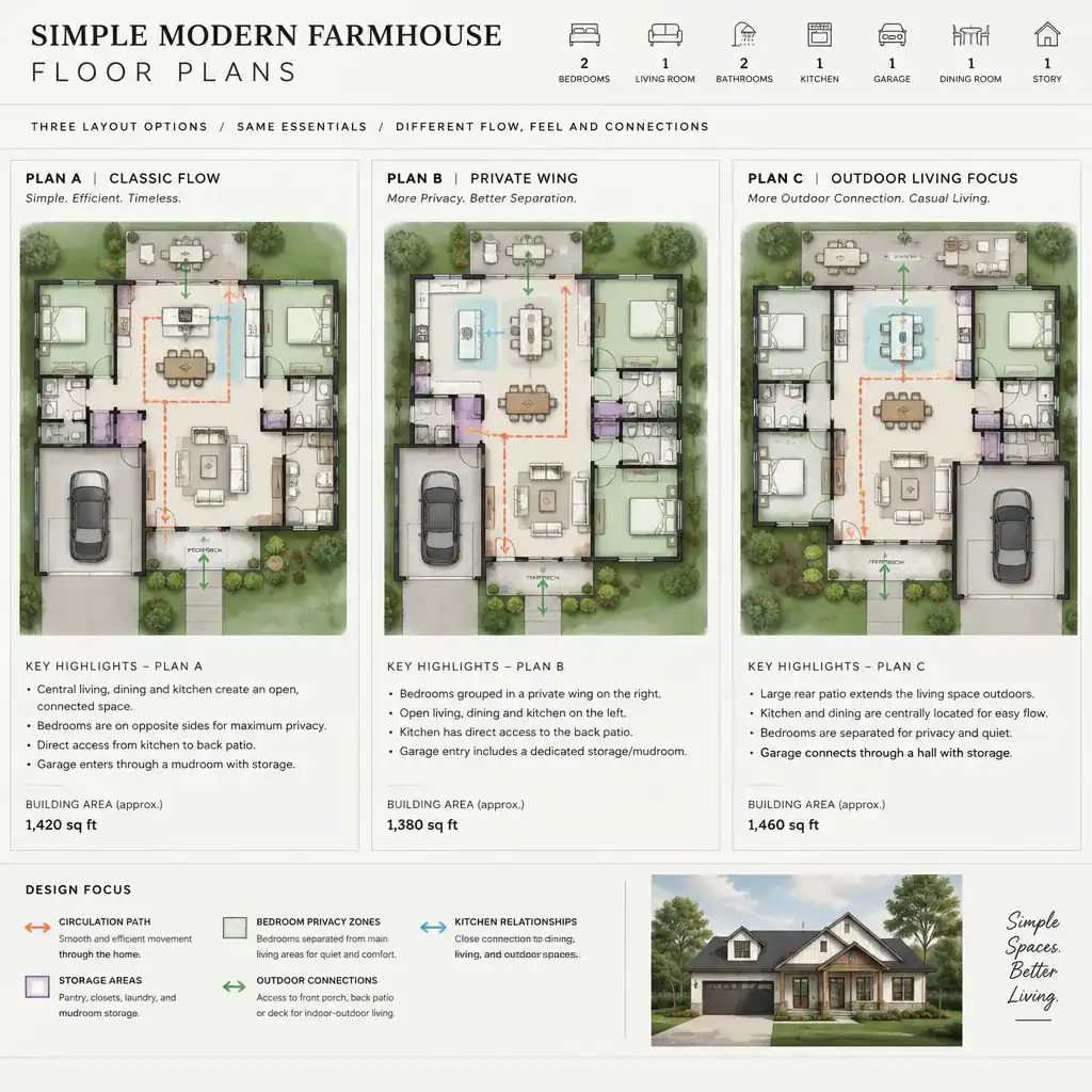 Comparison Of Simple Modern Farmhouse Floor Plan Layouts