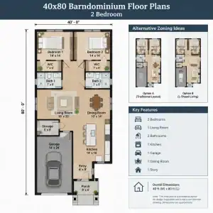 40×80 Barndominium Floor Plans