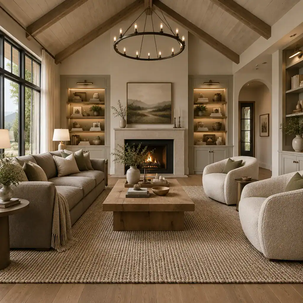 Contemporary Cottage Living Room With Refined Comfortable Furnishings