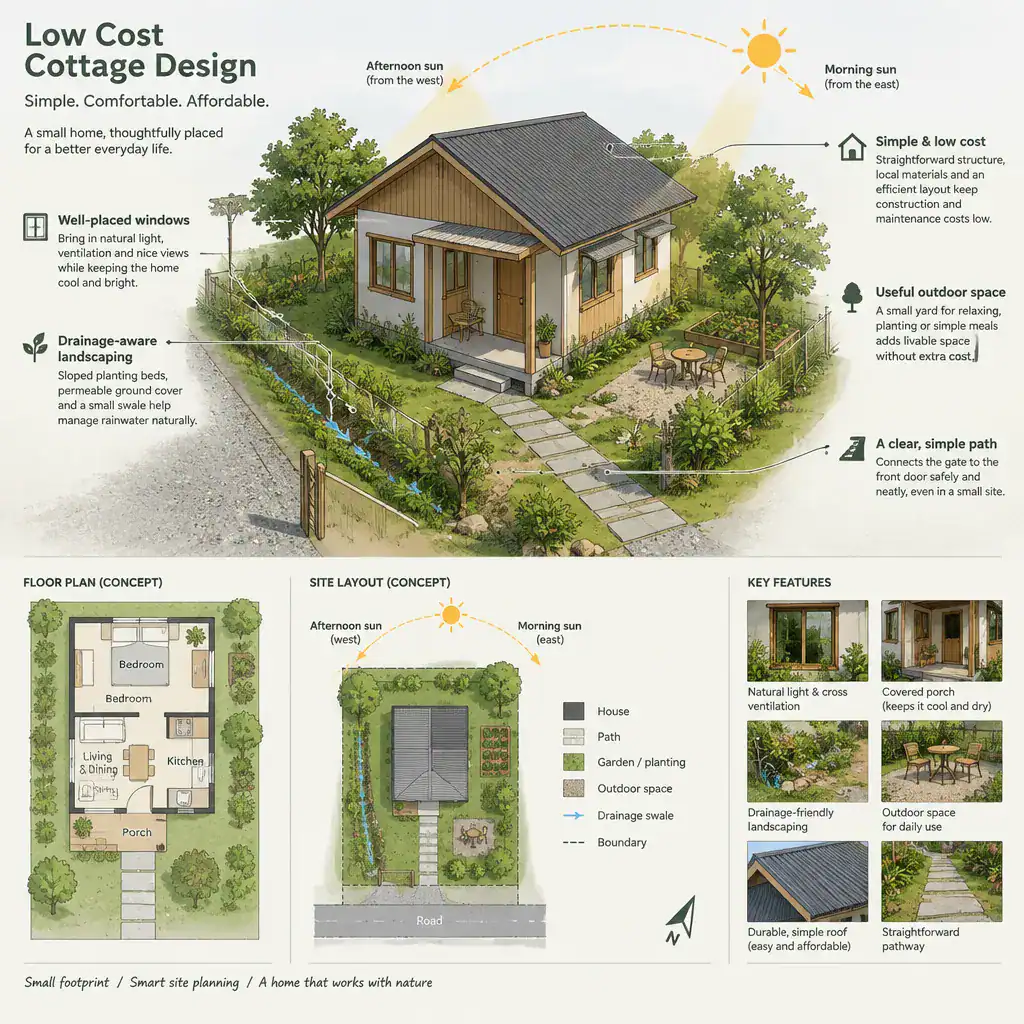 Cottage Placement Planned Around Sunlight Access And Site Conditions