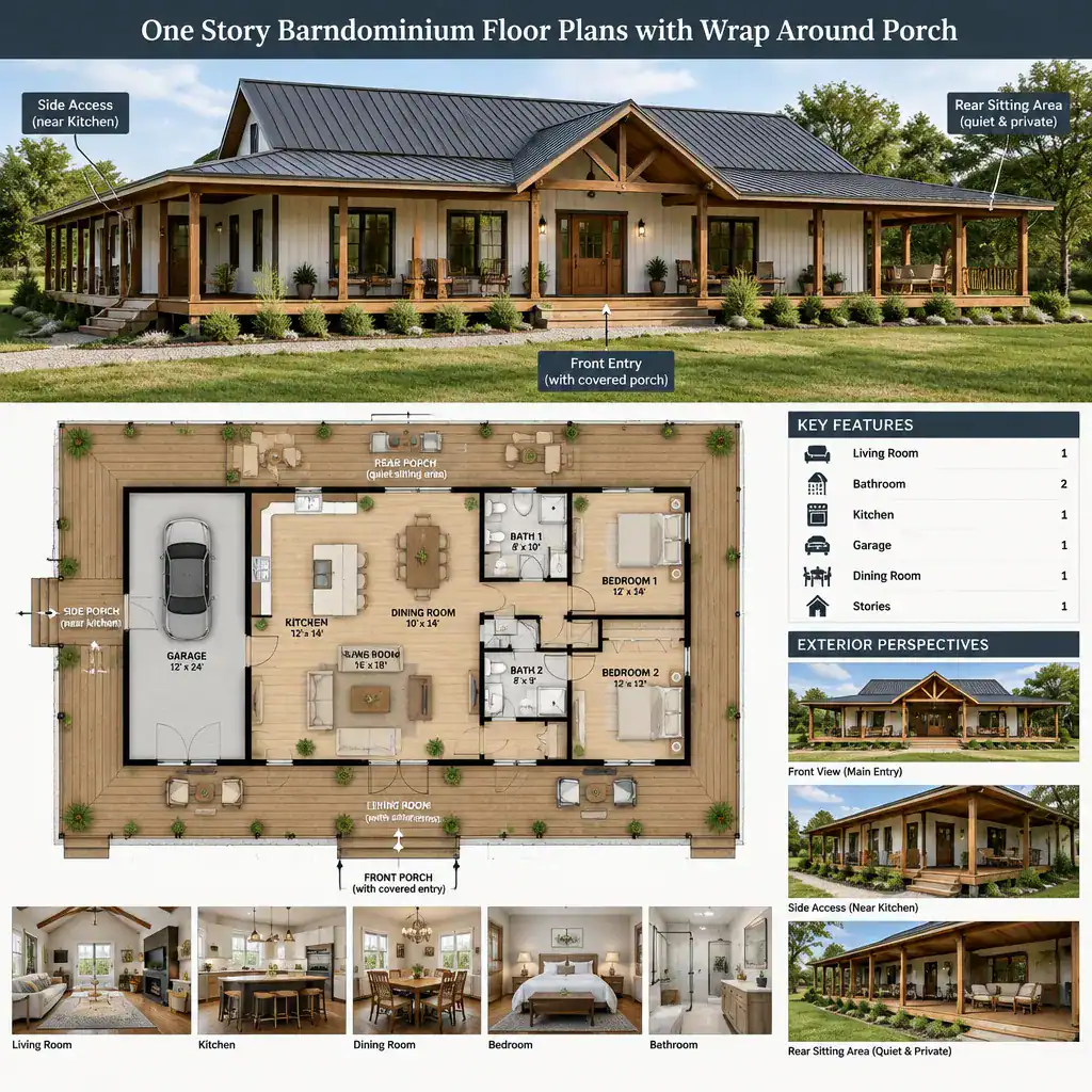 Defined Entries And Zones Along A Wrap Around Porch