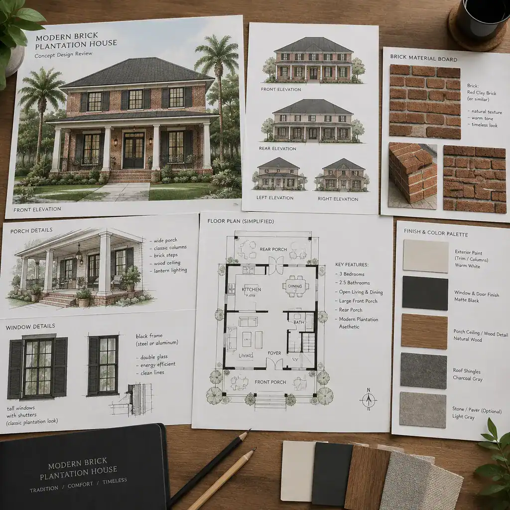 Design Review Materials For Planning A Modern Brick Plantation House