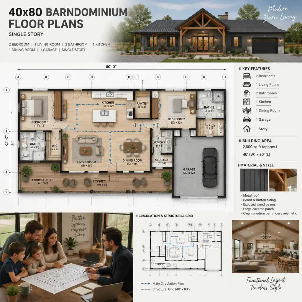 Flexible 40x80 Barndominium Floor Plan Design Review