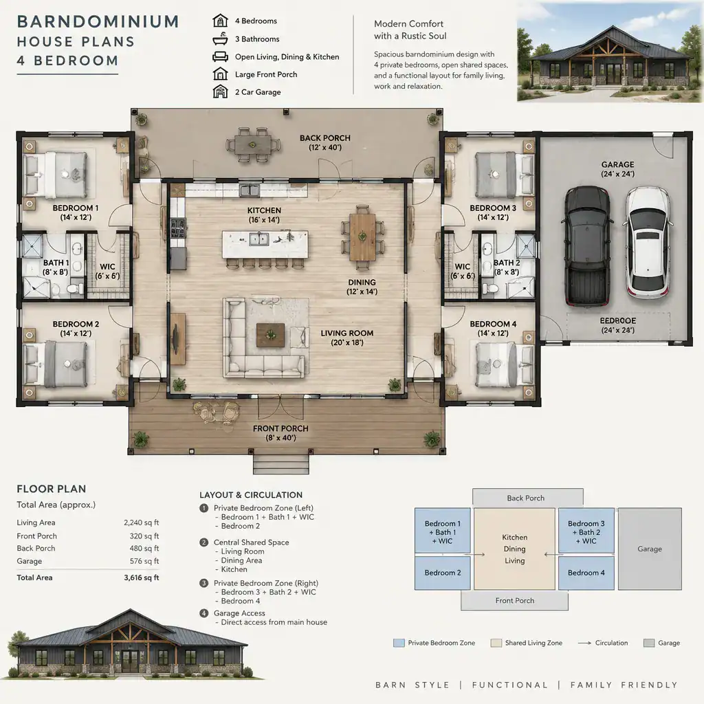 Barndominium House Plans 4 Bedroom: Layout Ideas and Planning Considerations