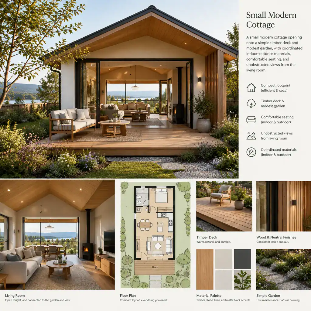 Modern Cottage Connected To A Simple Garden Patio