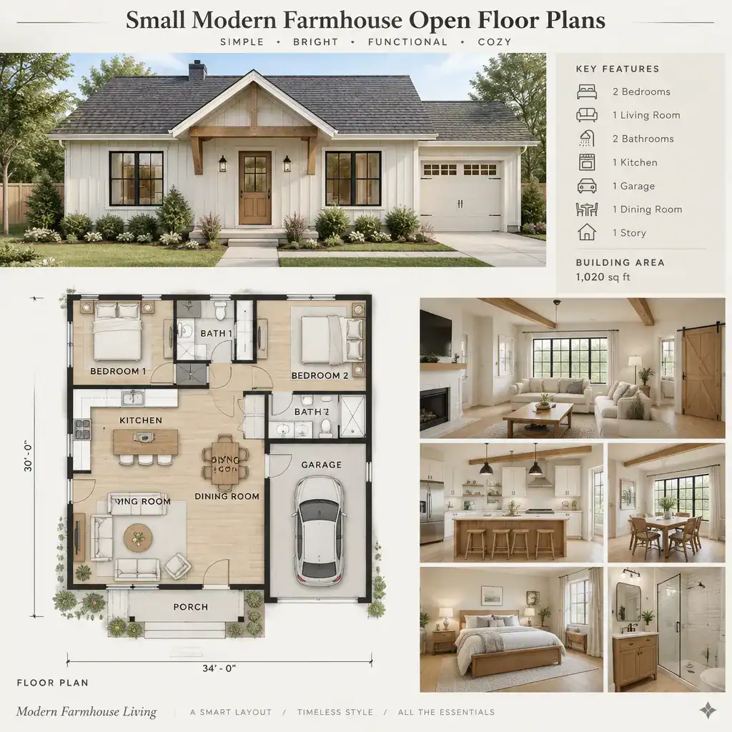 Modern farmhouse details in a small open floor plan