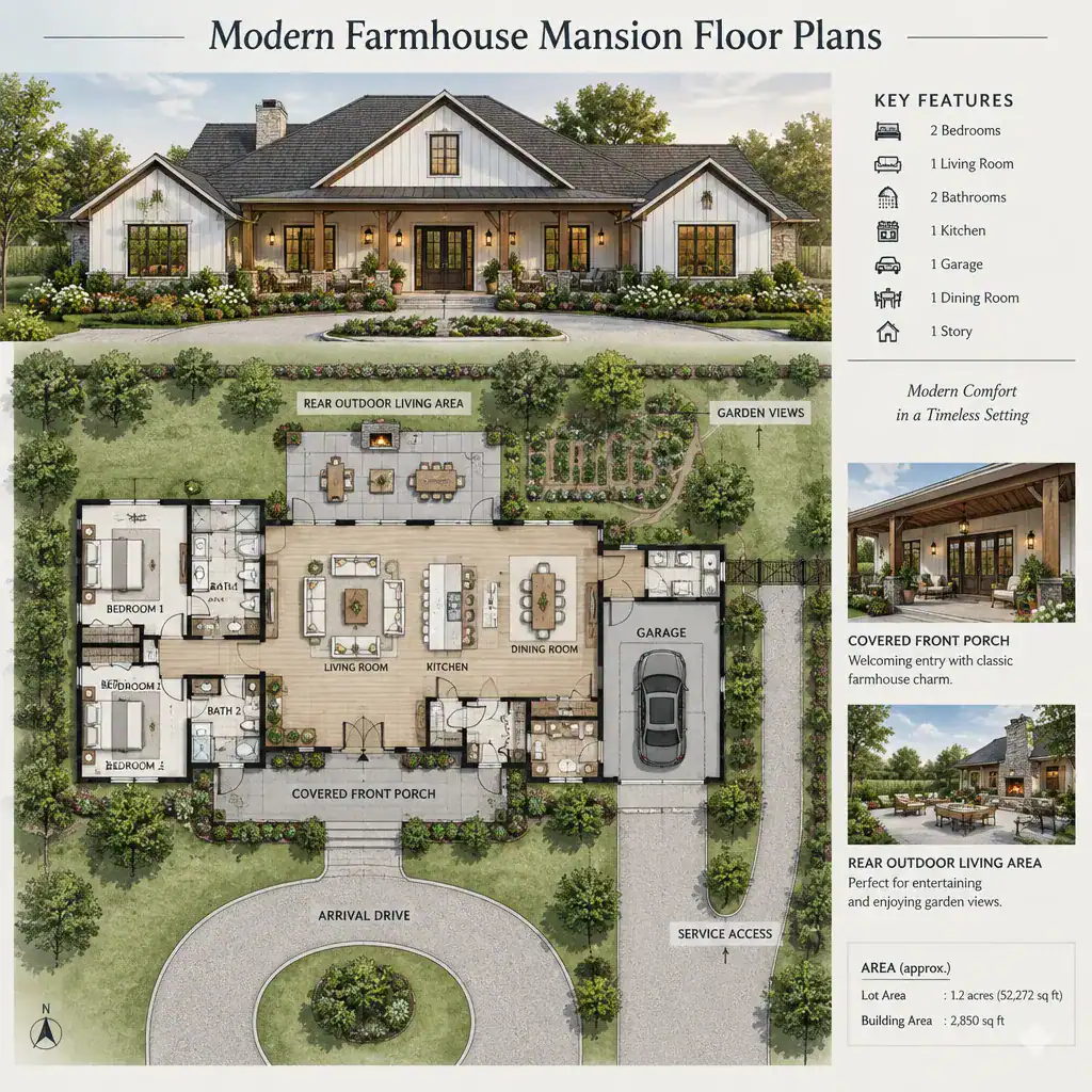 Modern farmhouse mansion indoor outdoor connection