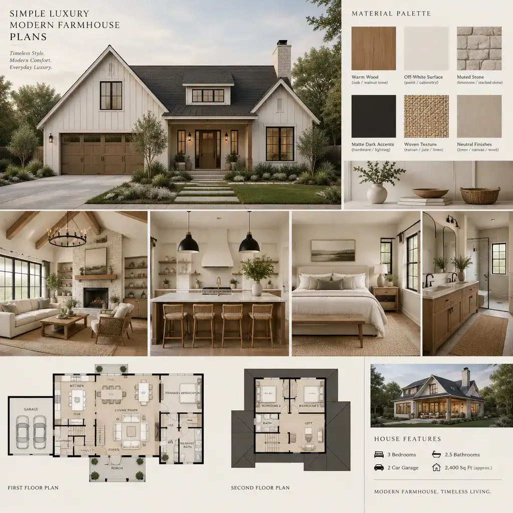 Modern farmhouse neutral material palette