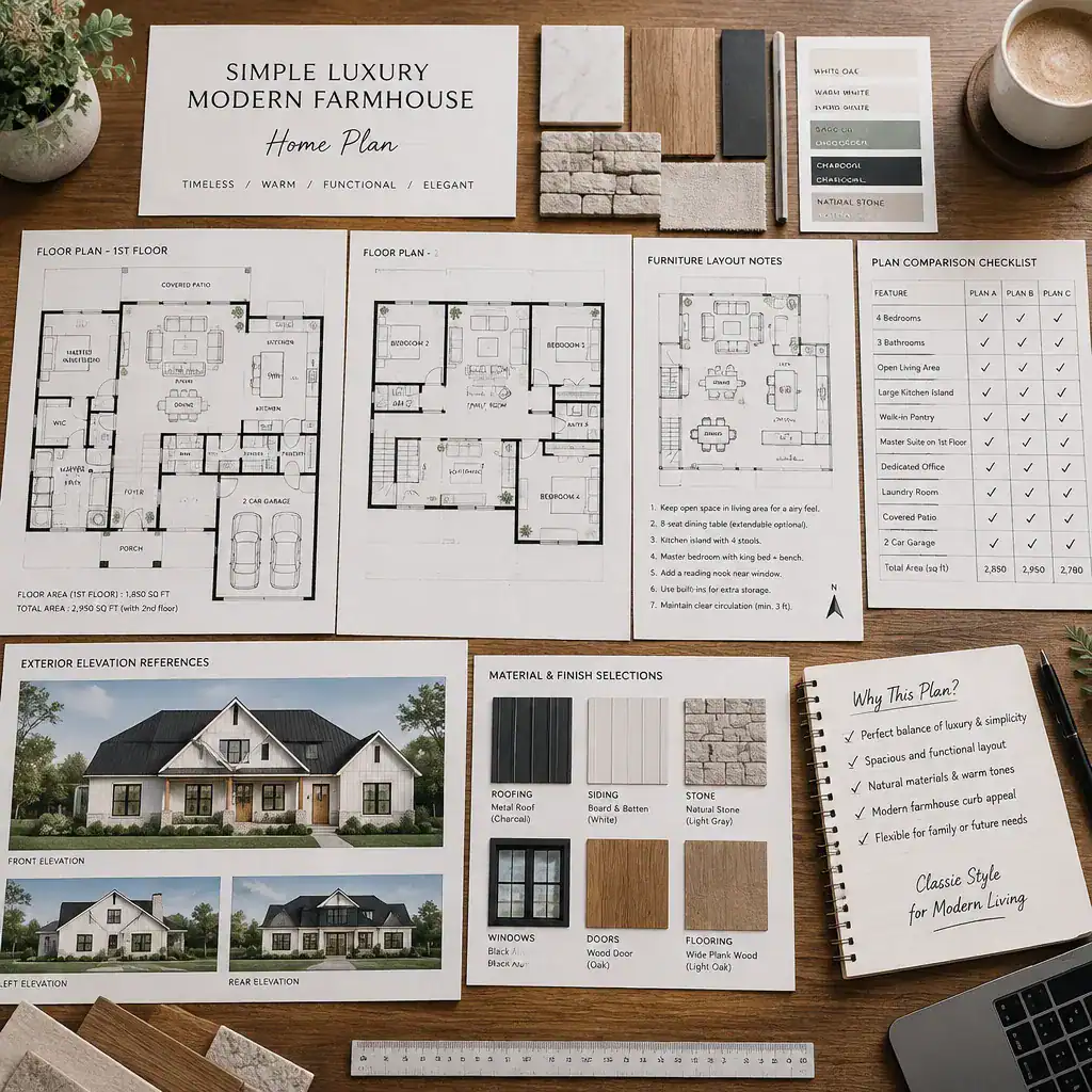 Modern farmhouse plan comparison checklist