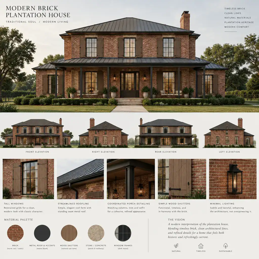 Modern Roof And Window Details On A Brick Plantation House