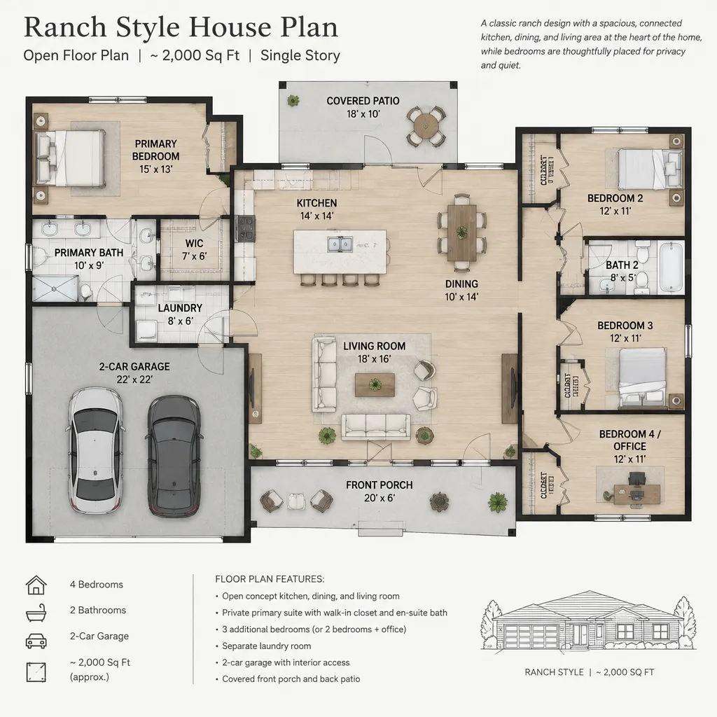 Ranch Style House Plans With Open Floor Plan