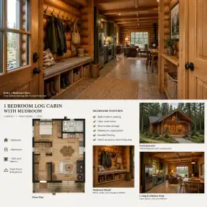 1 Bedroom Log Cabin Plans