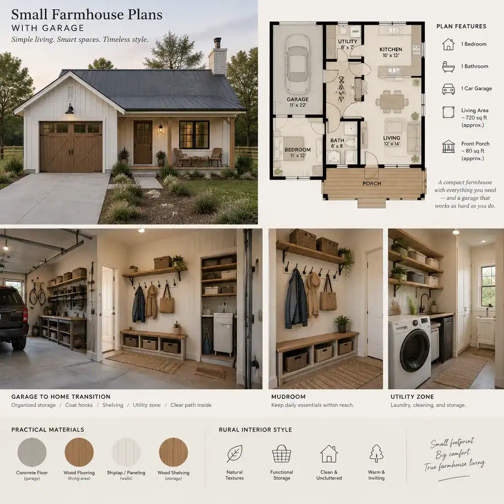 Organized Small Farmhouse Garage Storage And Utility Entry