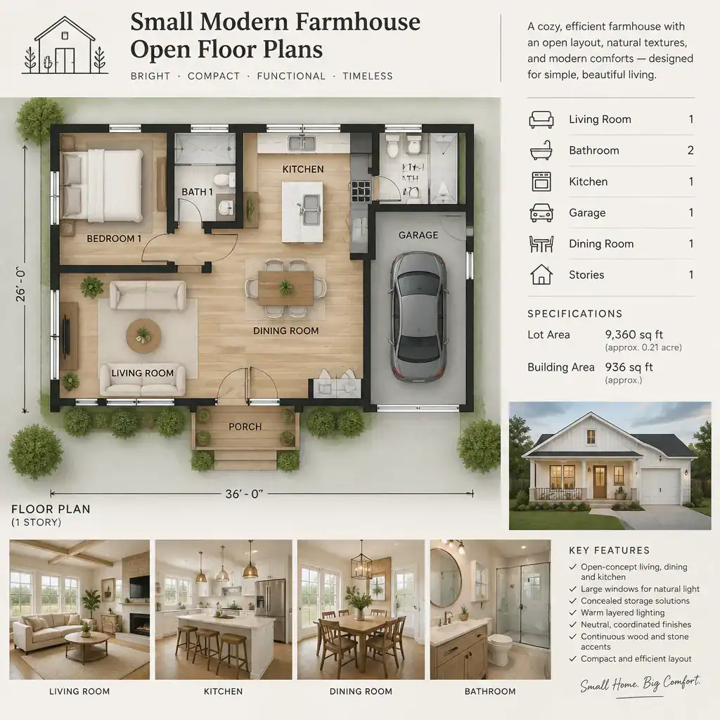 Organized Small Modern Farmhouse Open Interior