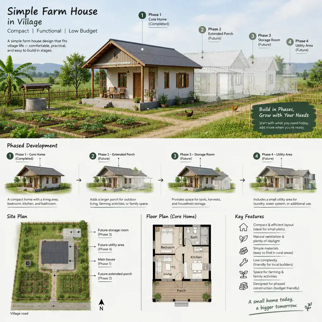 Phased Low Budget Farm House Expansion Plan