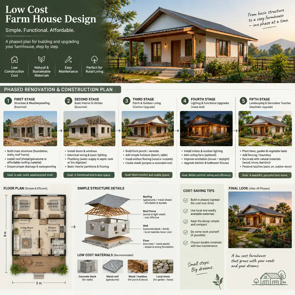 Phased Low Cost Farmhouse Construction And Improvement Plan