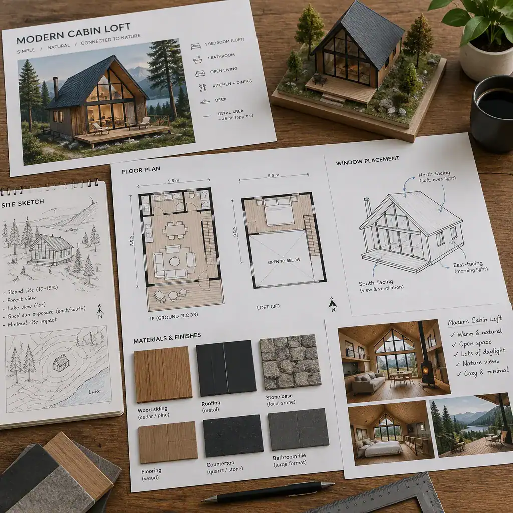 Planning Documents For A Modern Cabin Loft