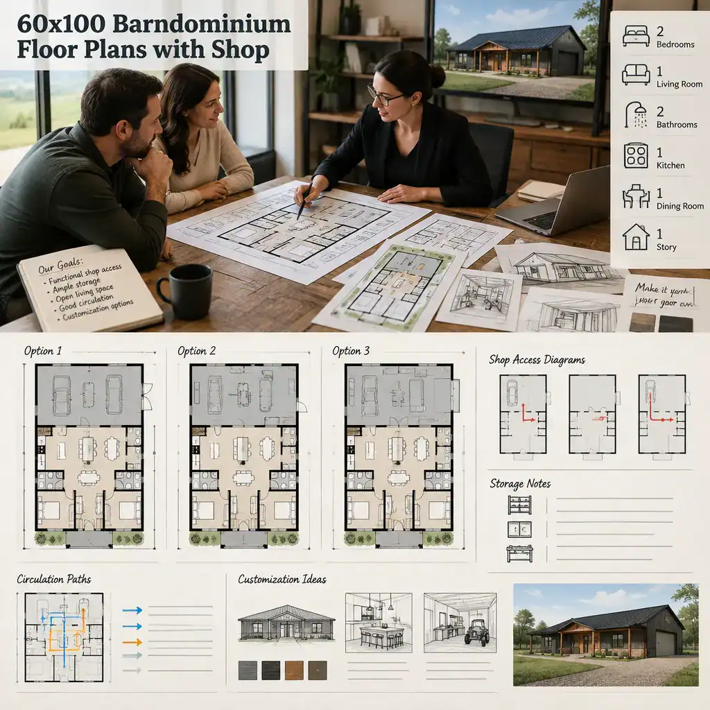 Reviewing 60x100 Barndominium Floor Plan Options With A Designer