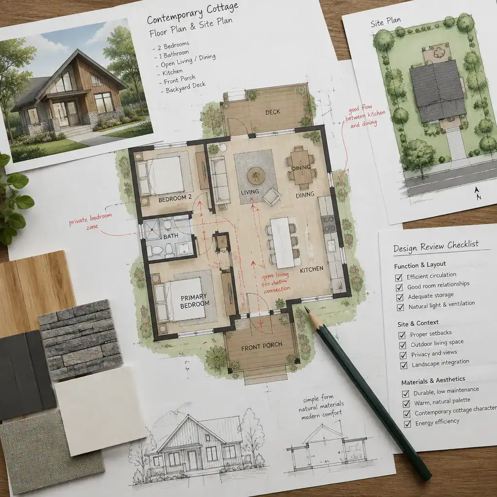 Reviewing A Contemporary Cottage Floor Plan With Site And Design Checklist