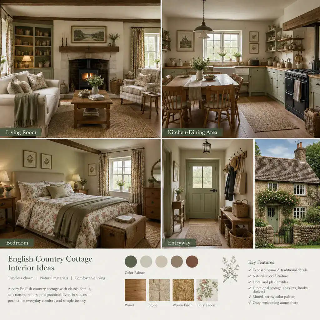 Room-by-room English country cottage interior design ideas