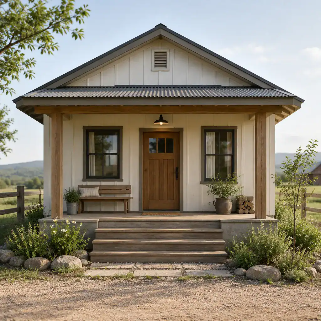 Simple Farmhouse Porch With Practical Rural Character Details