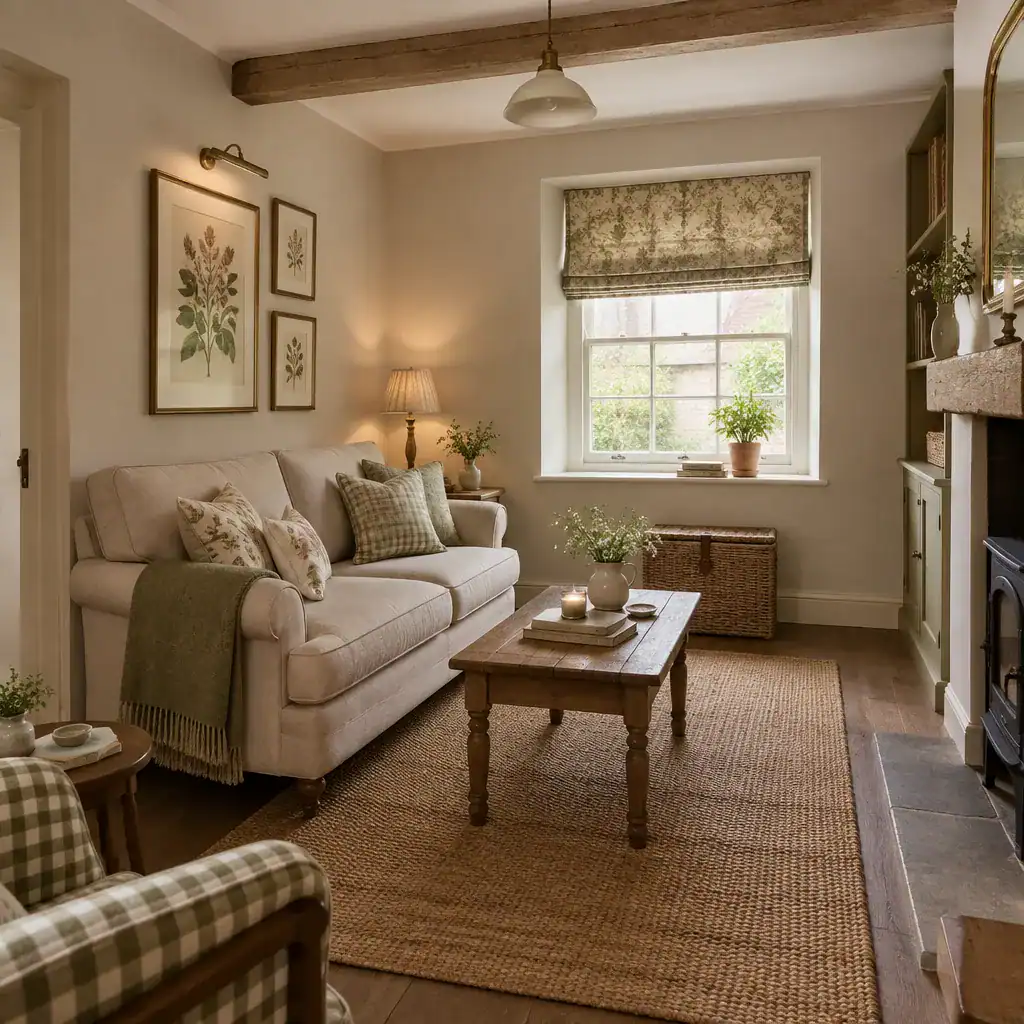 Small living room adapted to English cottage style