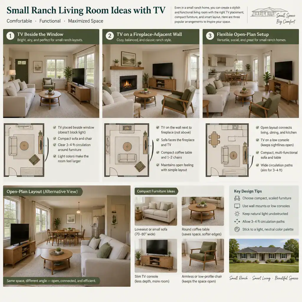 Small ranch living room TV layout ideas
