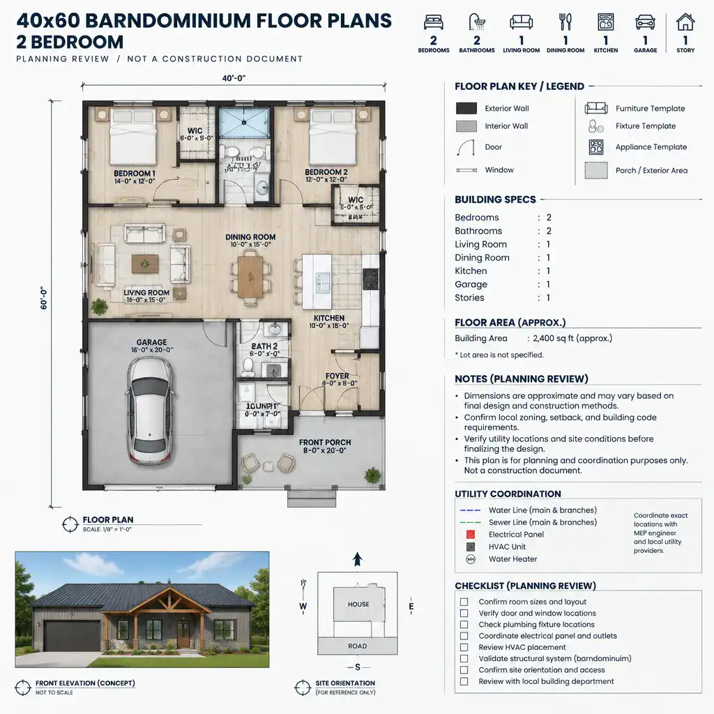 Two Bedroom Barndominium Floor Plan Review Checklist