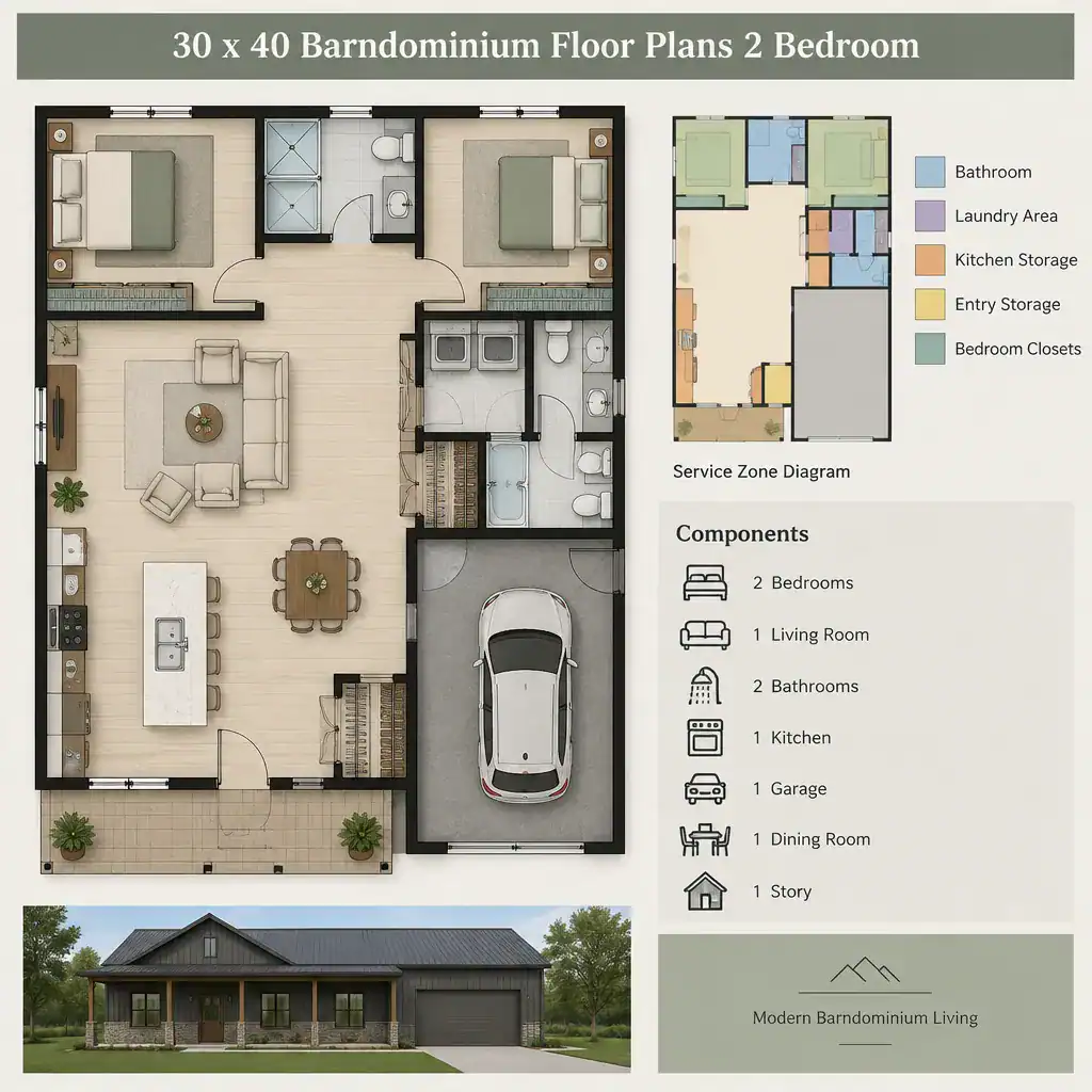 barndominium bathroom storage and utility planning concept