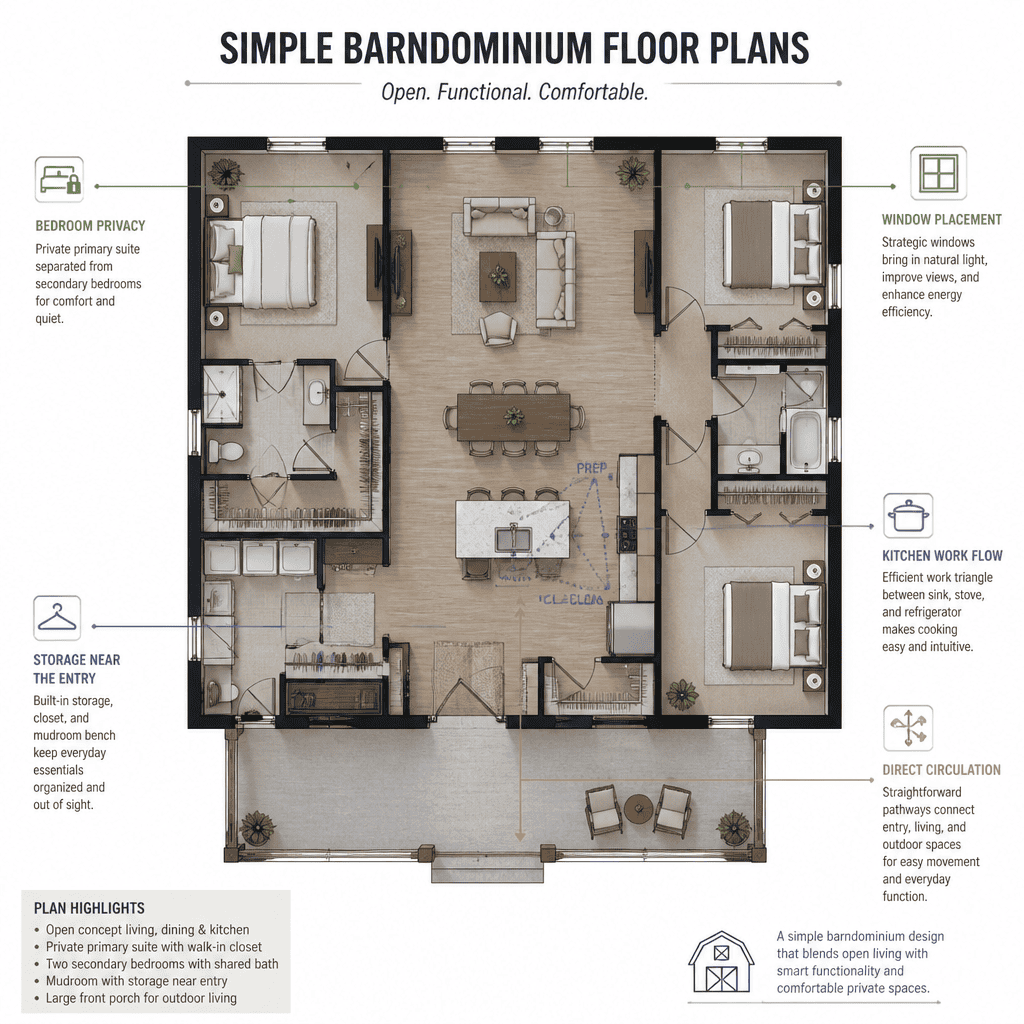 barndominium floor plan circulation and storage guide