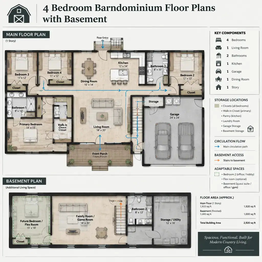 barndominium floor plan circulation and storage review