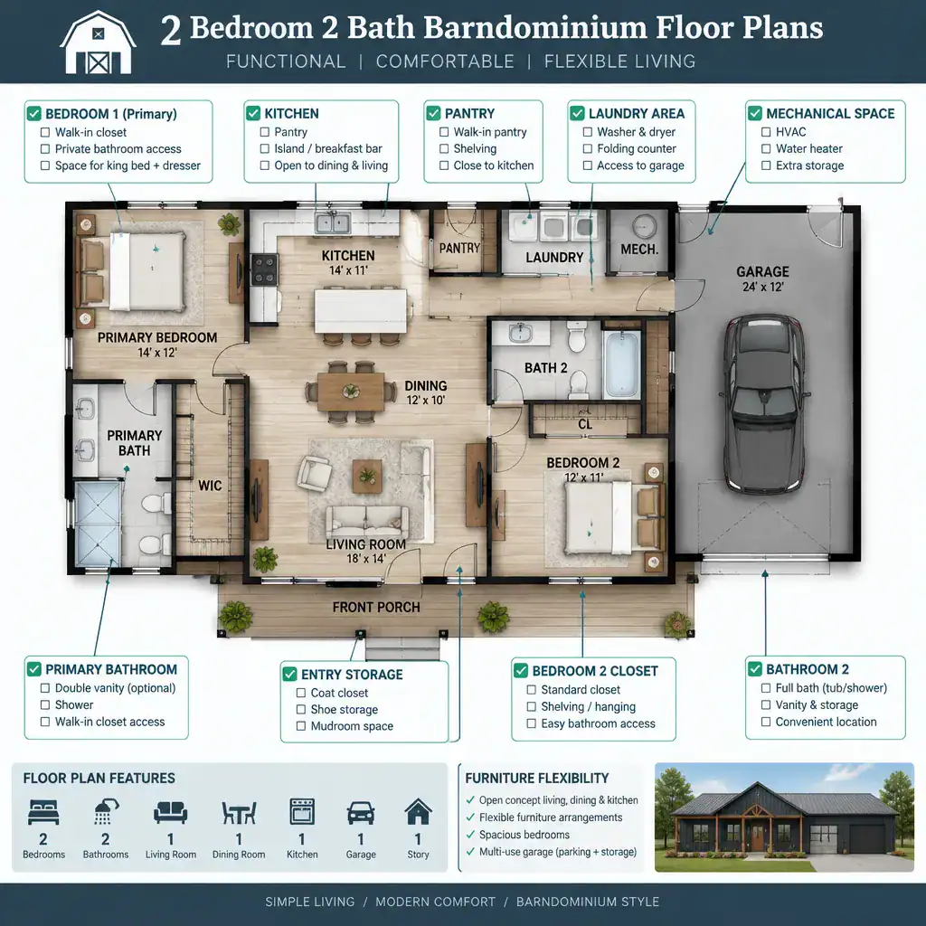 barndominium floor plan storage and utility checklist