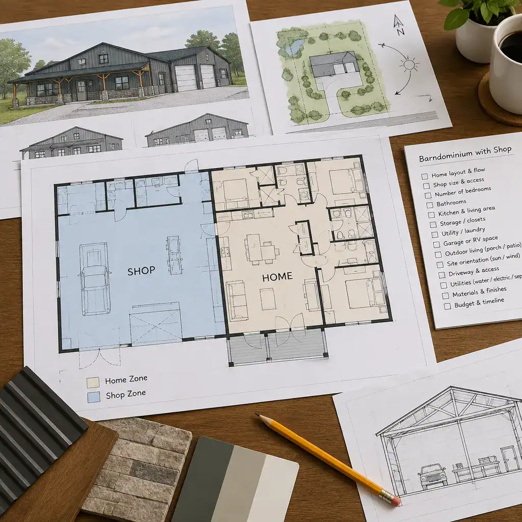 barndominium plan comparison checklist and site layout