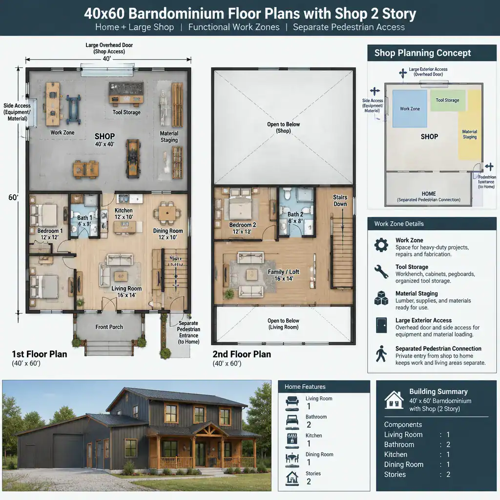 barndominium shop workflow and storage plan