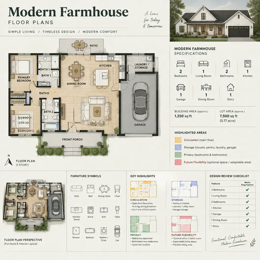 checklist for comparing modern farmhouse floor plans