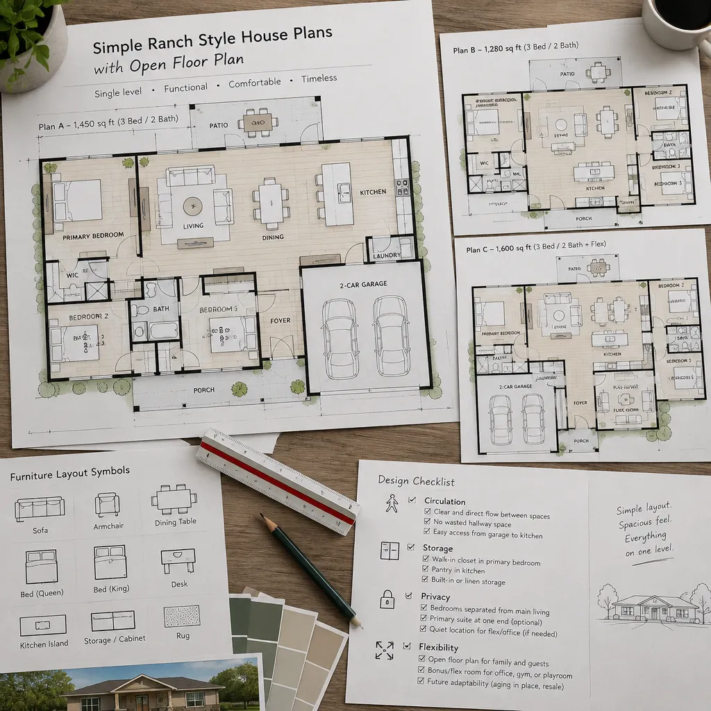 checklist for comparing simple open ranch house floor plans