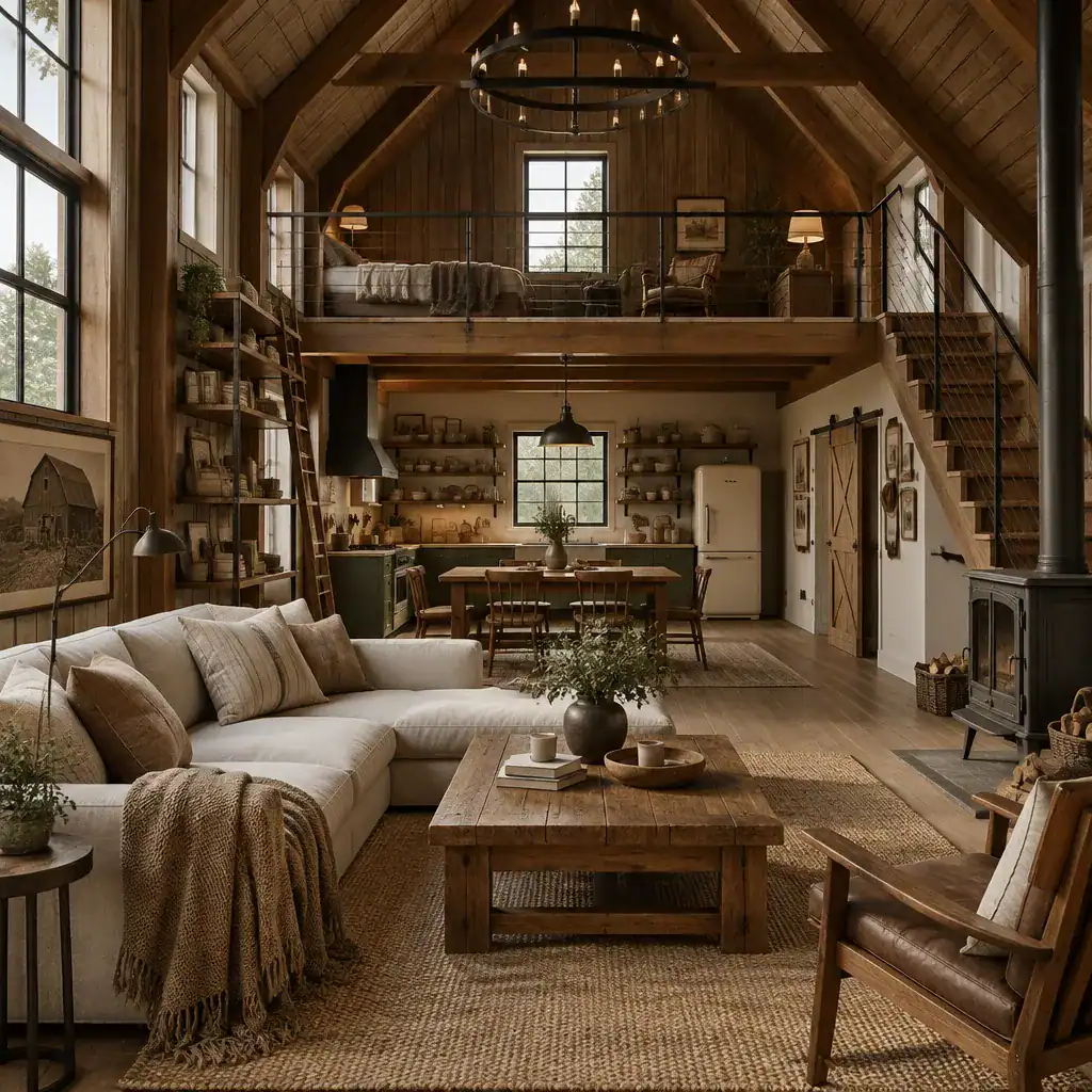 classic barn house loft rustic furniture and decor