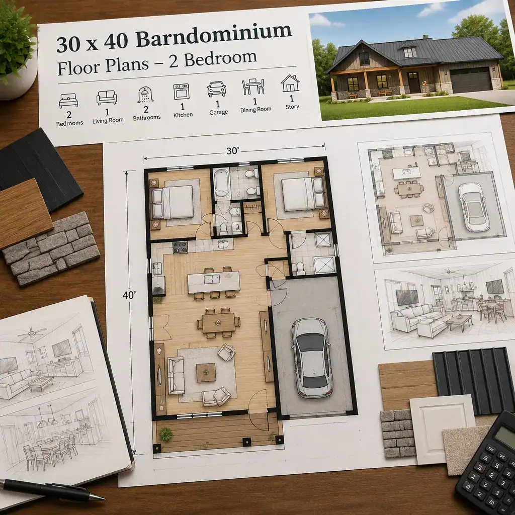 customizing a two bedroom barndominium floor plan